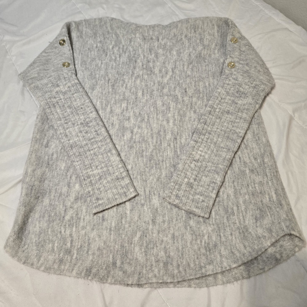 Lilly Pulitzer Arna Pullover Sweater Gray Gold Button Detail XXS Fits Up To Med - Picture 7 of 7